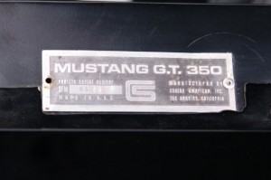 Shelby GT350 VIN tag